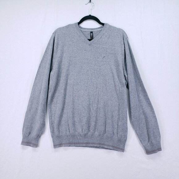 RVCA By PM Tenore Men's Gray V-Neck Pullover Sweater Jumper Knit Top Size XL - Picture 1 of 14